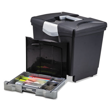 Storex Portable File Box With Drawer, Letter Files, 14" X 11.25" X 14.5", Black freeshipping - TVN Wholesale